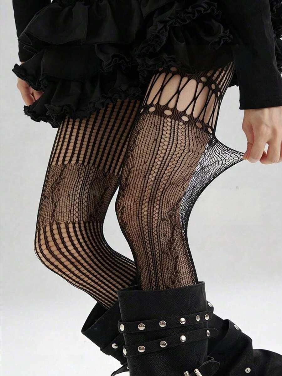 1pc Asymmetric Hollow Fishnet  - огляд і ціна Tights Pantyhose Sheer