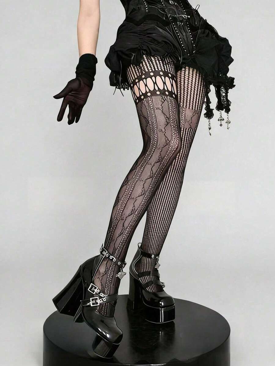 1pc Asymmetric Hollow Fishnet  - огляд і ціна Tights Pantyhose Sheer
