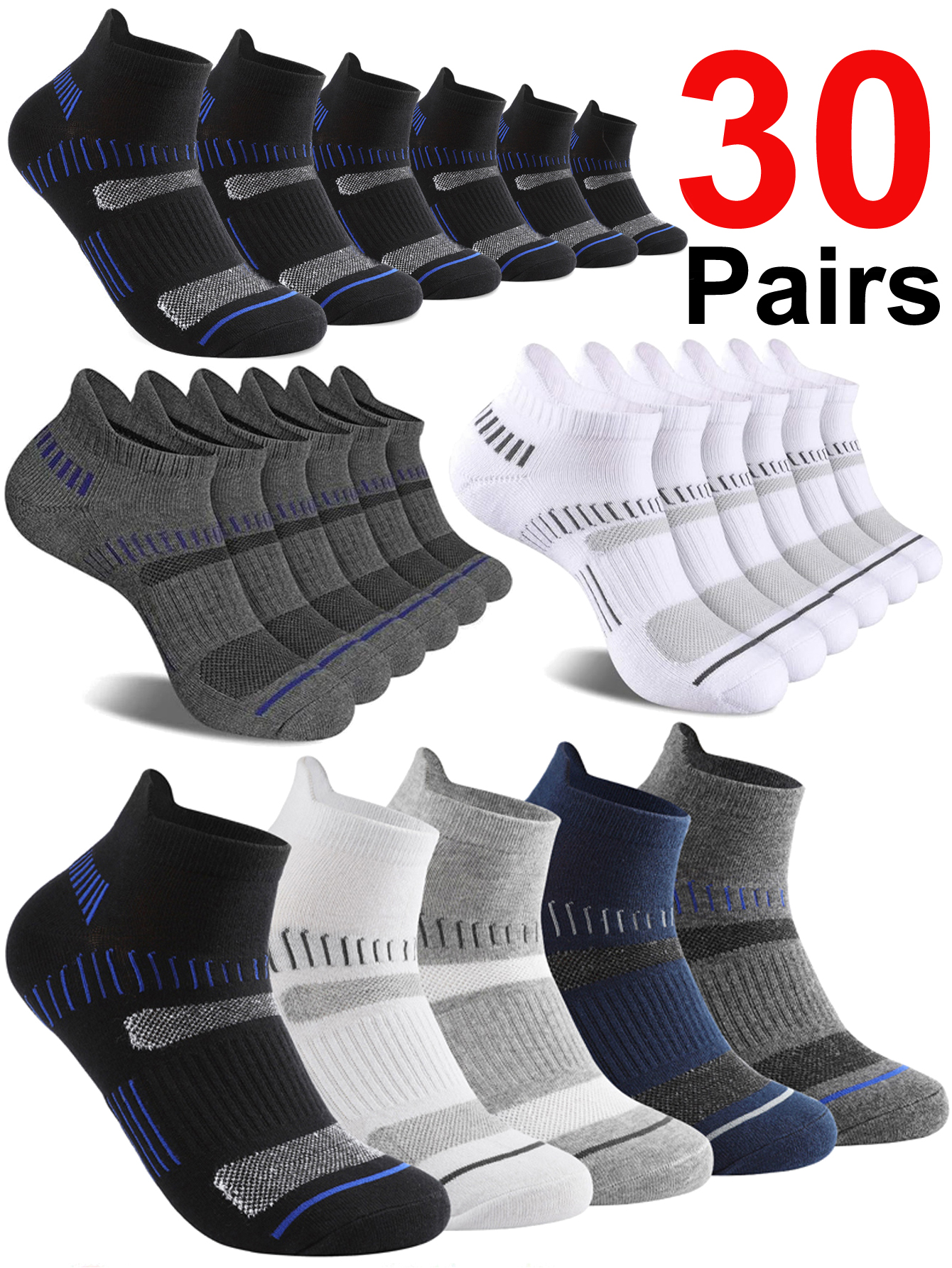 30 Pairs Ankle Socks Men Athle - огляд і ціна Ankle Sock Low Cut