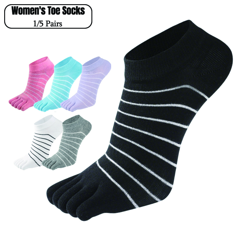 1/5 Pairs Women Striped Five T - огляд і ціна Ankle Sock Low Cut